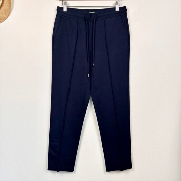 Olsen Womens Lisa Straight Leg Pants Size S Neo Bohemian Navy Blue Comfort NWT - Picture 1 of 13